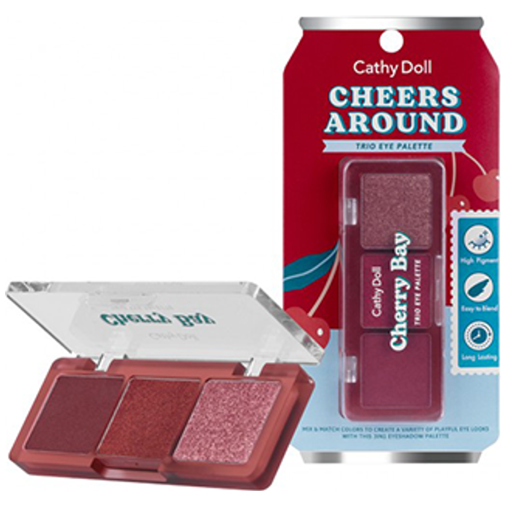 CATHY DOLL Cheers Around Trio Eye Palette, 06 Cherry Bay