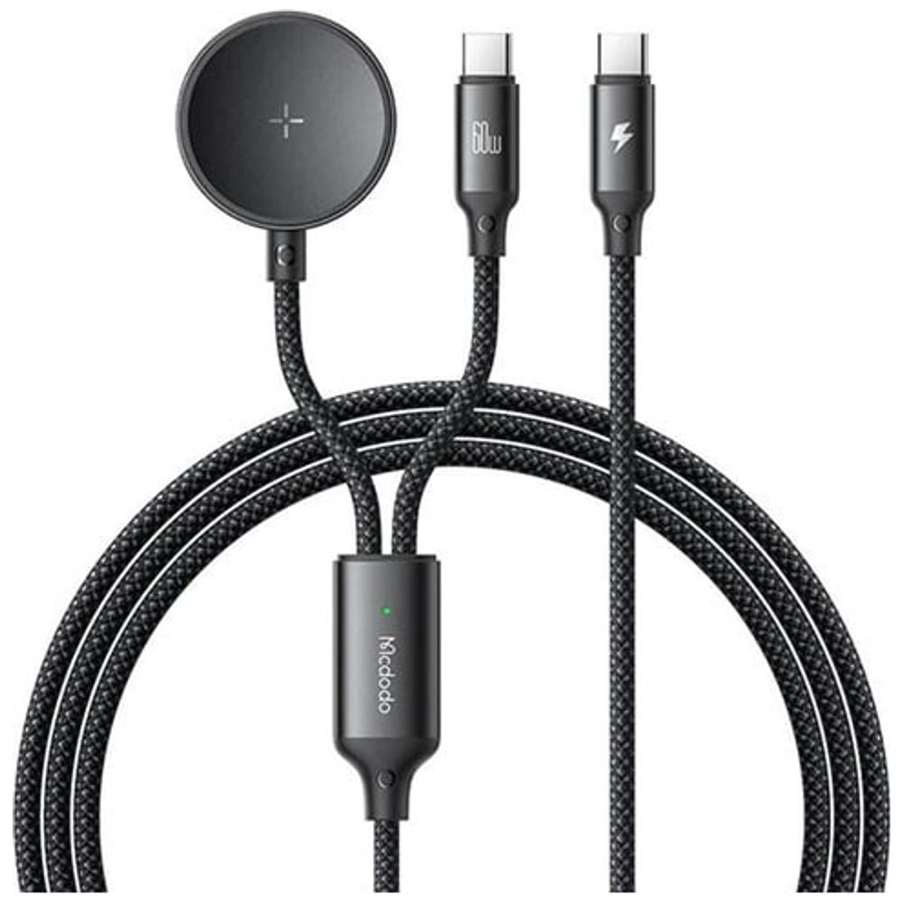 Mcdodo CA-4210  - USB-C To USB-C + Wireless Charger - 60W - 1.2m -  Black 60W, 1.2m