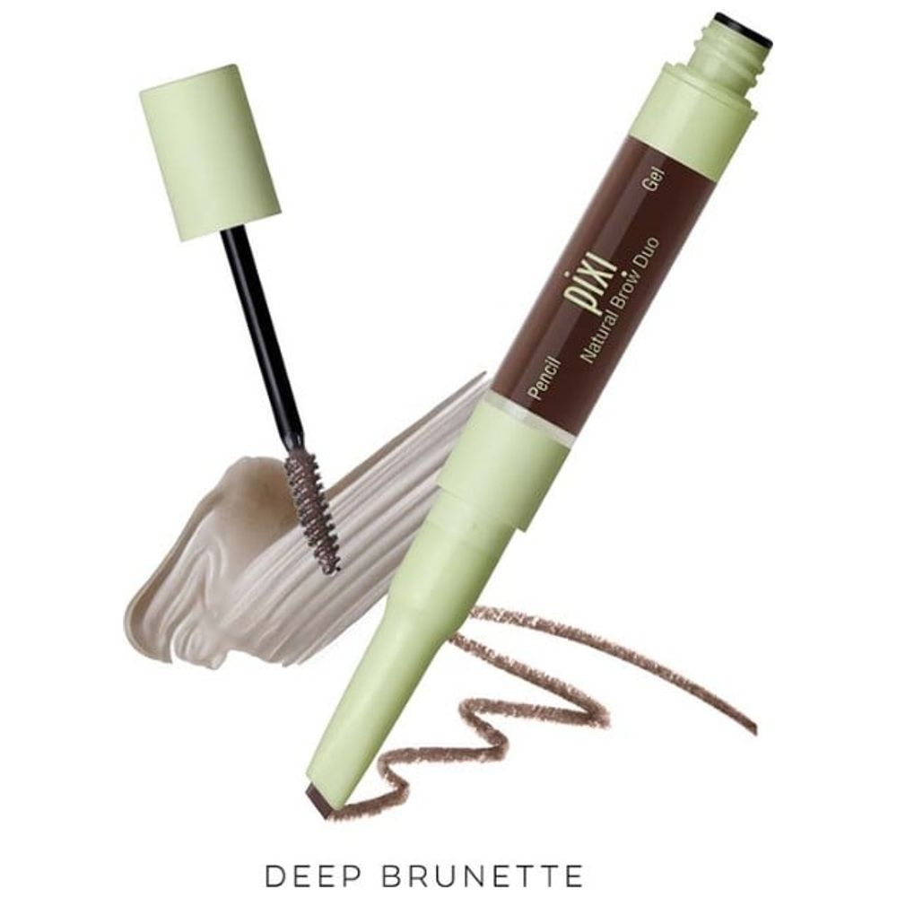 Pixi Natural Brow Duo Eyebrow Pencil & Gel - Waterproof, 2.5 ml - 0.2 g, Deep Brunette