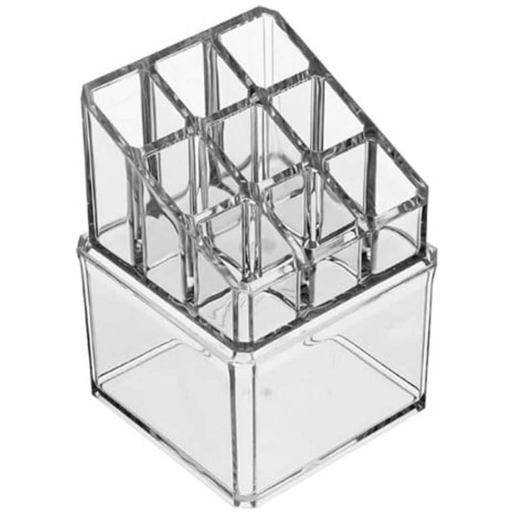Acrylic Makeup Organizer with 9 Small Compartments - Transparent