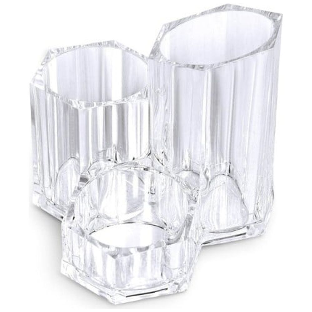 Acrylic Makeup Organizer with 3 Compartments - Transparent