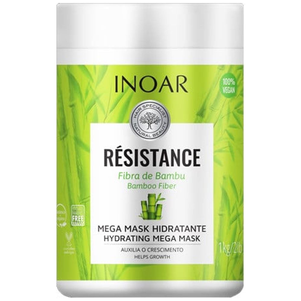 INOAR Hair Mask for Damaged Hair with Bamboo - Deeply Moisturizes and Strengthens - 1 kg