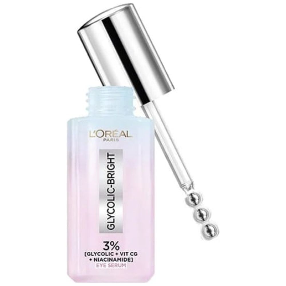 L'Oréal Paris Glycolic Bright Eye Serum 20 ML - Eyebrows & Eyelashes Serum Treatment