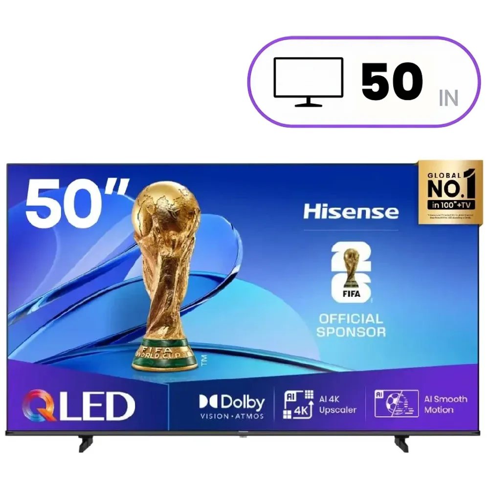 Hisense Hisense A61Q - 50 Inch - 4K UHD AI Upscaling - Dolby Vision - 60 Hz - VIDAA U6 - Black 50 Inch