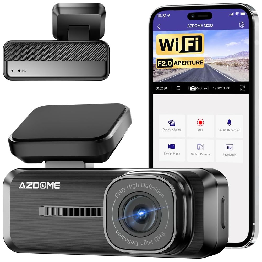 AZDOME M200 - Dash Cam - 1080P Front Video Resolution - Black 1080P