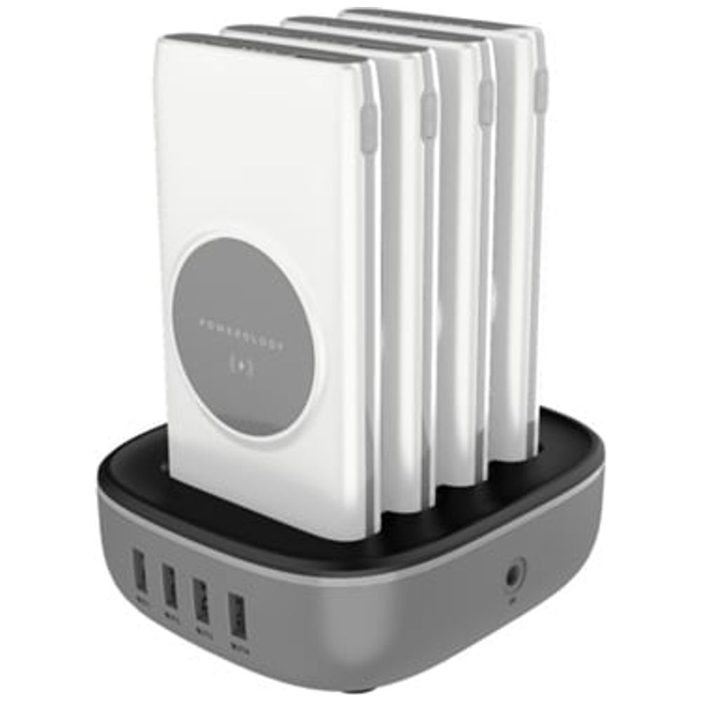 Powerology - Power Bank Station - 4-in-1 Wireless - 10000mAh - Built-in Lightning & Type-C - White 10000mAh – 145,000 IQD Iraq