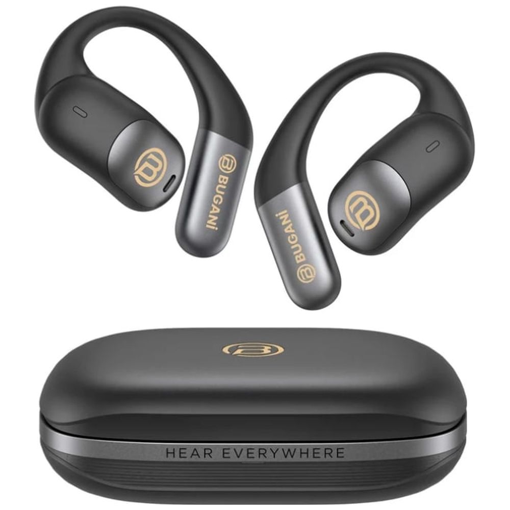 Bugani Bugani Free B15 - Open-Ear Headphones - About 8 hours at 50% volume Playtime - Water Resistance IPX5 - Black IPX5, 8h playtime