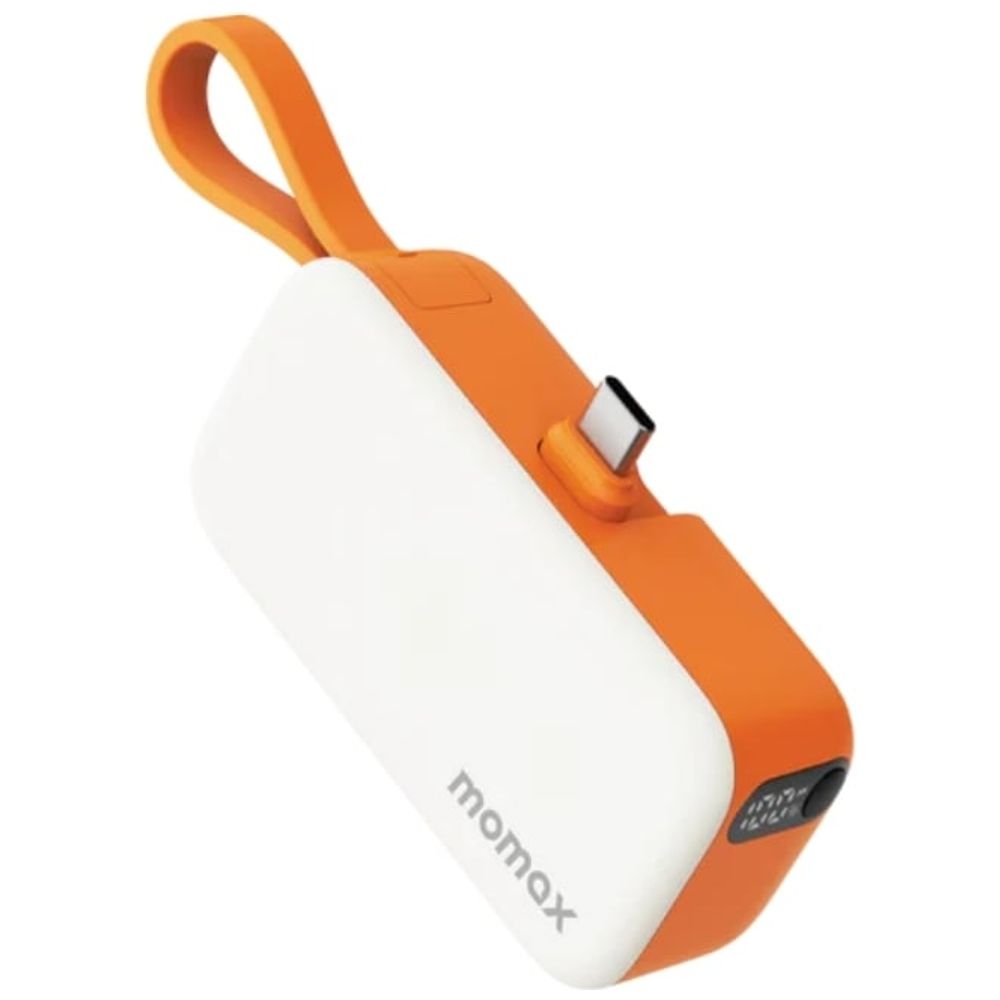 Momax Momax 1-Power Mini - Compact and Innovative Power Bank - 3-In-1 Design - 5000mAh Capacity - PD 20W Fast Charging - Orange 5000mAh