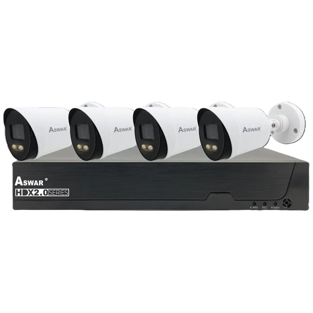 Aswar Aswar - Outdoor Security Cameras Kit - 2MP - 4 cameras - White 2MP, 4 cameras