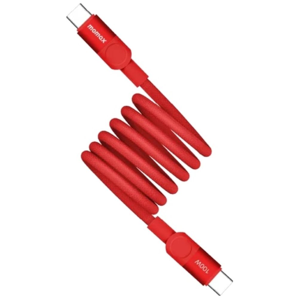 Momax Momax Mag.Link USB-C to USB-C Magnetic Cable - 1m - Up to 100W high-speed charging - Red 1m, 100W
