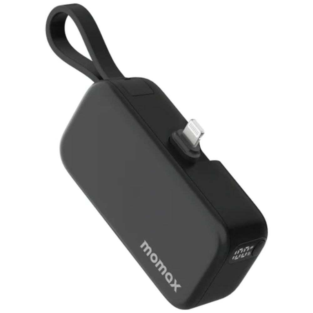 Momax Momax 1-Power Mini - Power bank - 5000mAh - Built-in foldable Lightning cable - Black 5000mAh