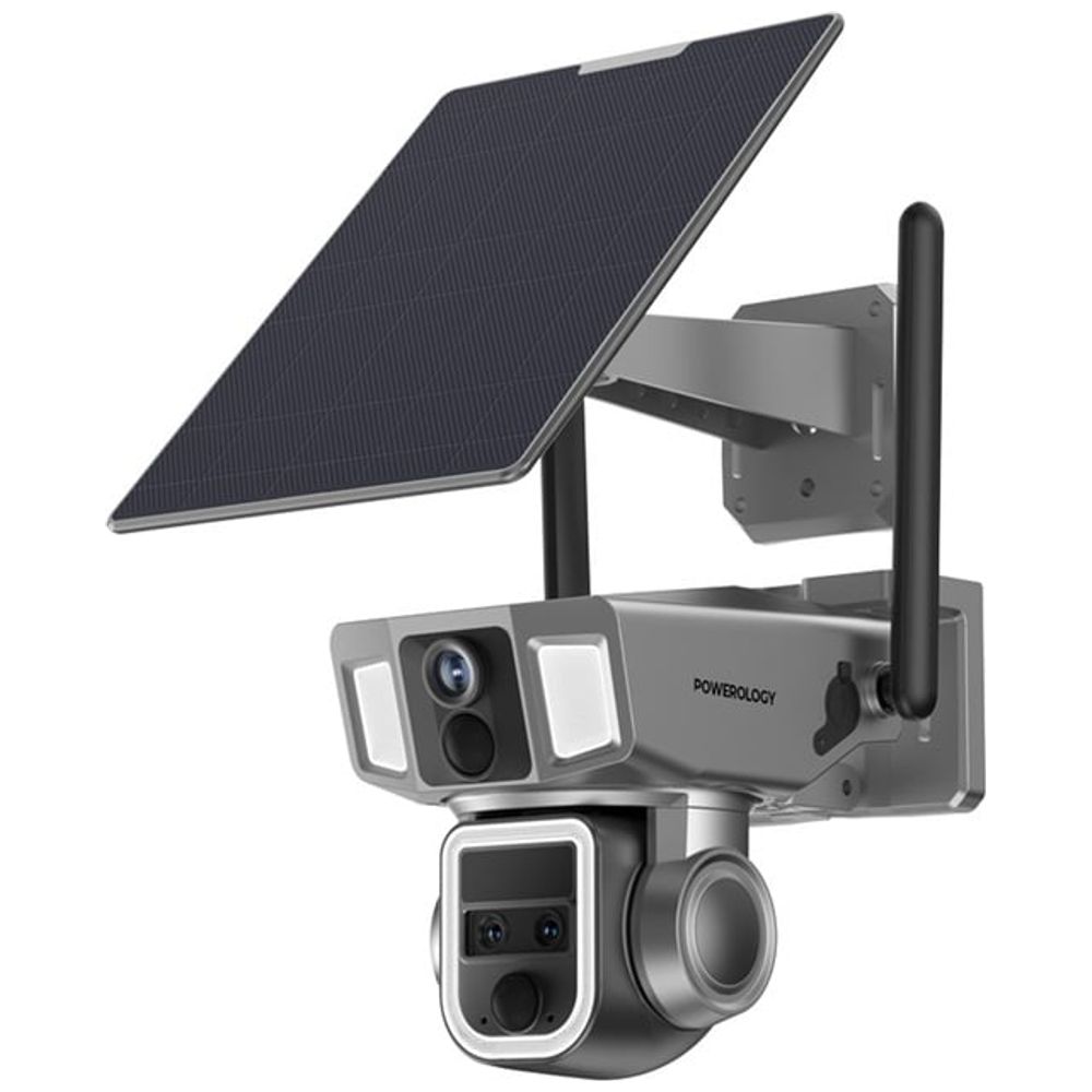 Powerology Powerology  - Outdoor Camera - Dual Lens -  4G/WiFi 360° - IP66 Waterproof and Dustproof - Black Dual Lens, 4G/WiFi, IP66