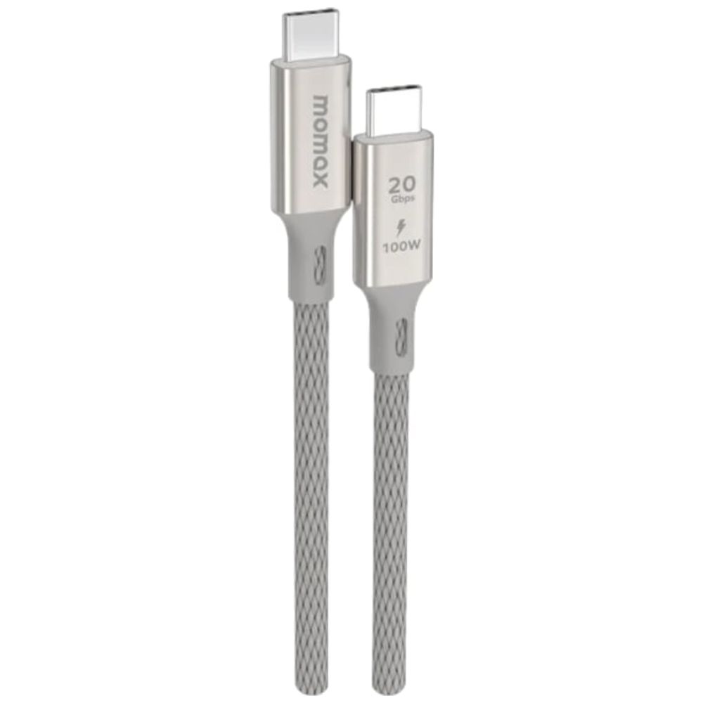 Momax Momax Elite - USB-C To USB-C Cable - 100W - 20Gbps USB3.2 Gen 2X2 - PD3.0 - 1 Meter - Silver 1m, 100W