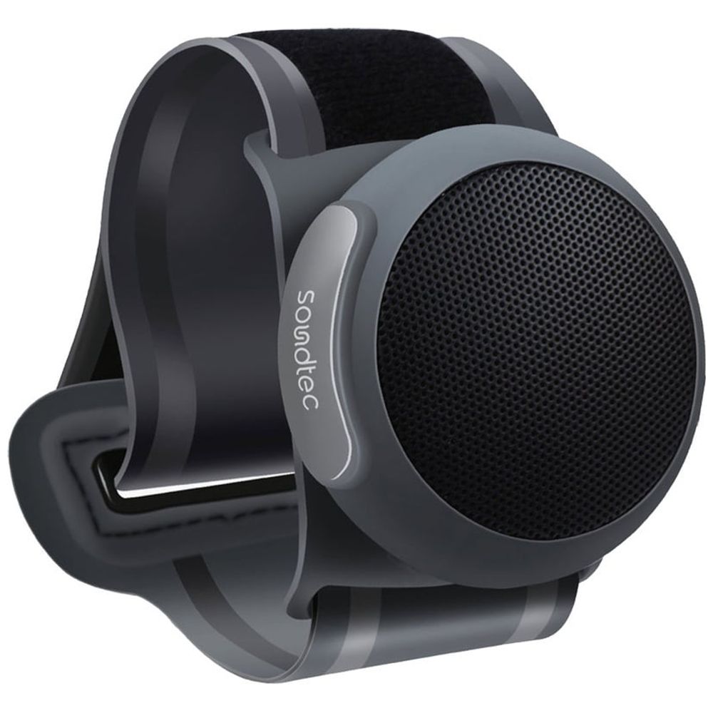 Porodo Soundtec Wristsound Active Wireless Speaker - Battery 3.7V Li-ion 250mAh - IPX-6 rated waterproof - V5.3 Bluetooth - Black 250mAh