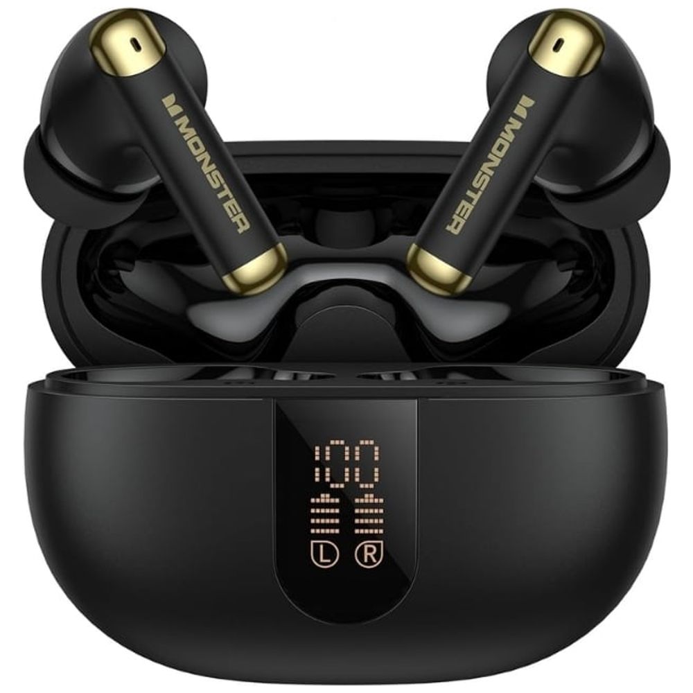 Monster Monster N-Lite 211 Wireless Earbuds - Long Battery Life Up to 36 hours with the charging case - Water & Sweat Resistant IPX5 - Black 36h