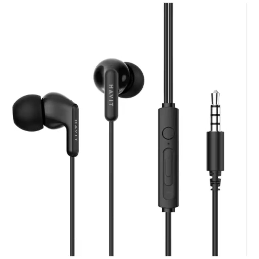 Havit Havit E335P Sport Stereo Metal Bass Wired Earphones - Easy Connectivity 3.5mm interface with 1.2m cable - Built-in microphone for hands-free conversations - Black – 4,500 IQD Iraq