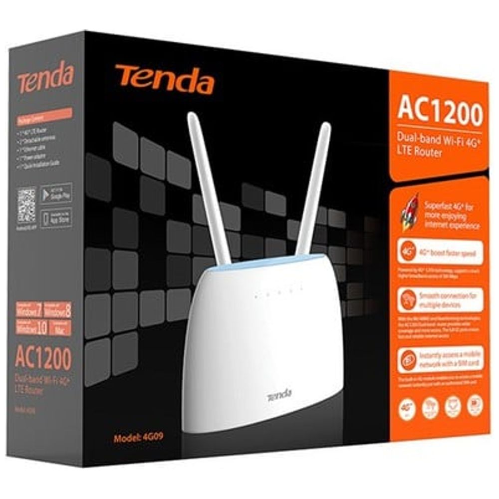 Tenda Tenda 4G09 - AC1200 Dual-Band Wi-Fi 4G+ LTE Router - White AC1200