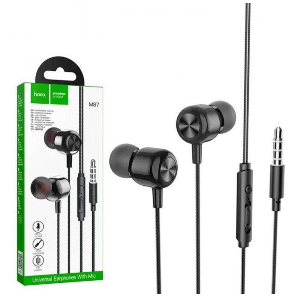 HOCO Hoco M87 String - Wired In Ear Earphones - 3.5mm - 1.2m - Black 3.5mm 1.2m