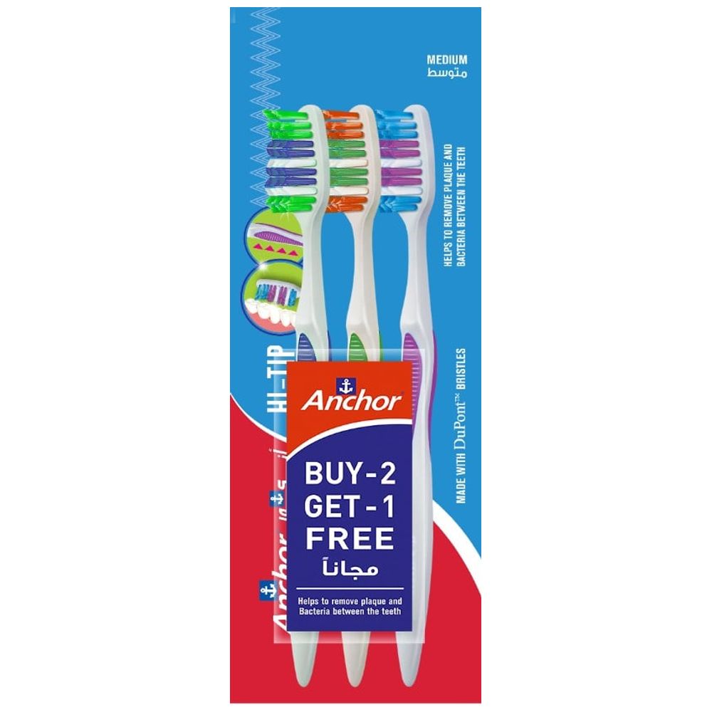 Anchor Hi-Tip Toothbrush 2+1 - 3 Pieces 3 Pieces
