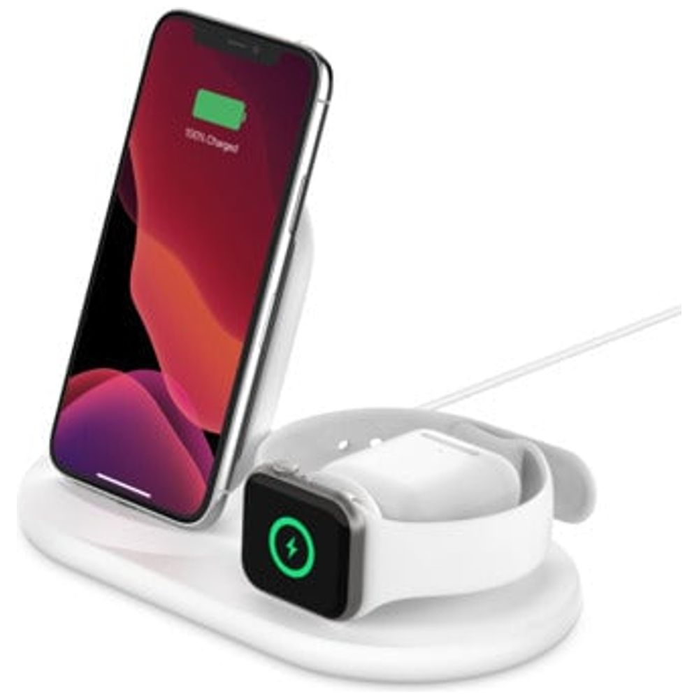 Belkin Belkin WIZ001myWH - 3in1 Wireless Charger - 3 Ports - 7.5W - White 7.5W, 3 Ports – 140,000 IQD Iraq