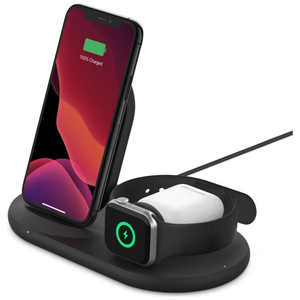 Belkin Belkin WIZ001myBK - 3in1 Wireless Charging Dock - 3 Ports - 7.5W - White 7.5W, 3 Ports