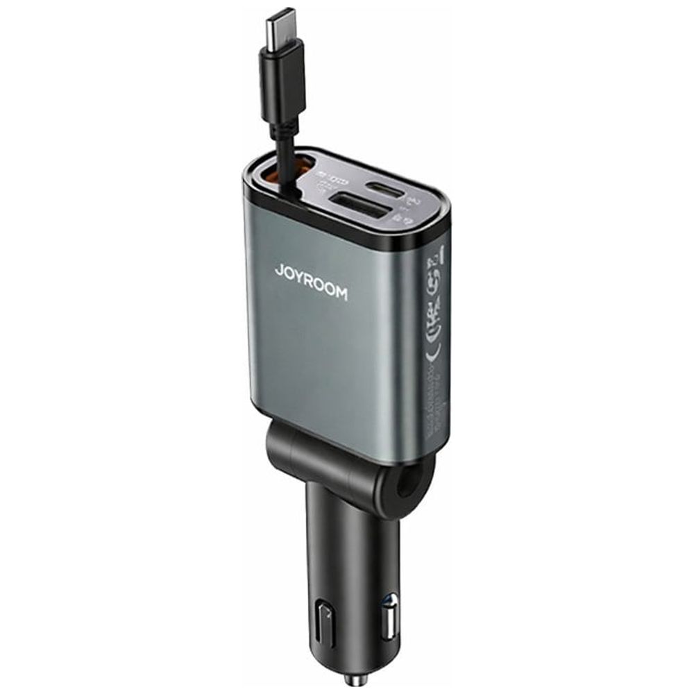 Joyroom JR-CCL07 - 3 in 1 Retractable Car Charger - 45W - Black 45W, 3 in 1 – 39,000 IQD Iraq