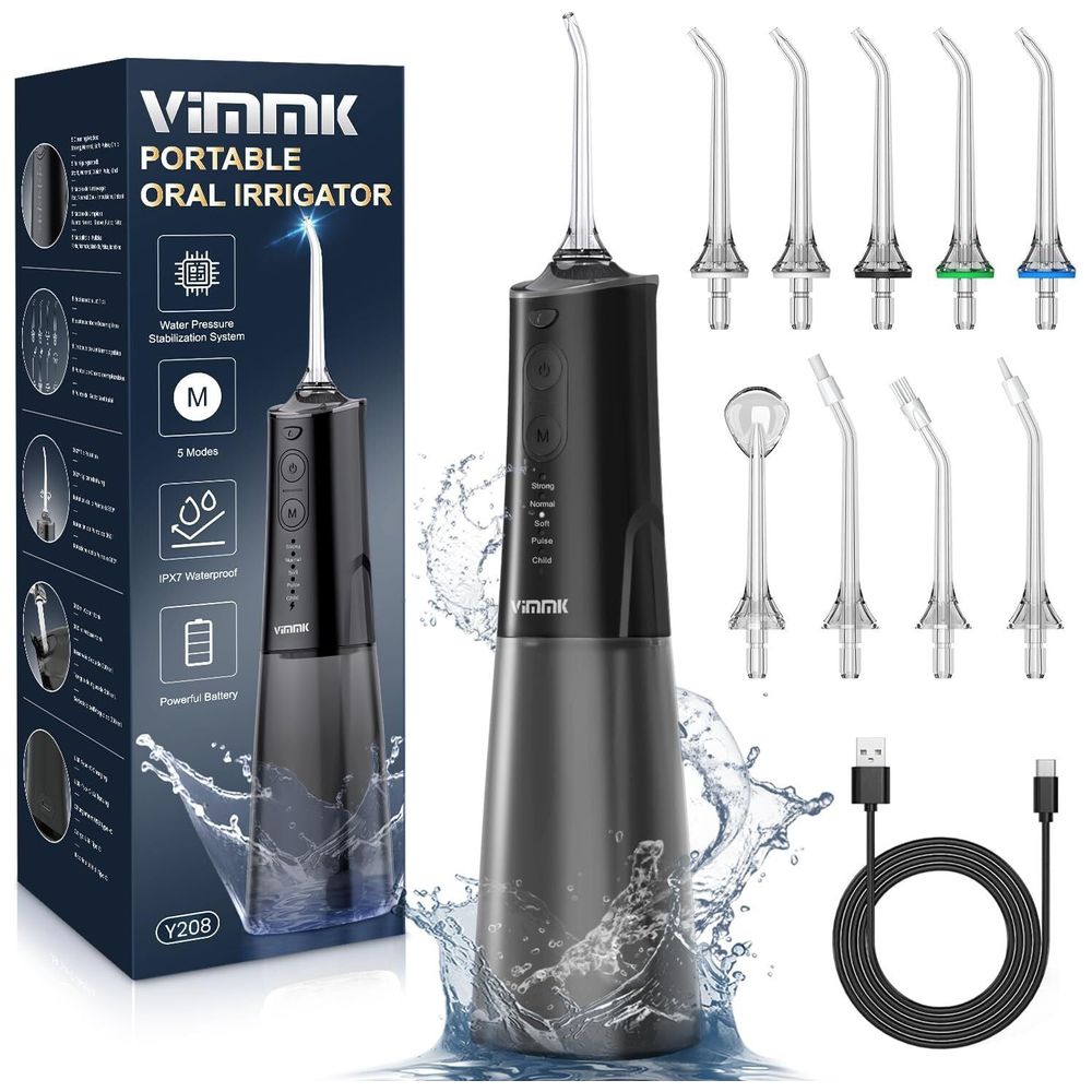 Vimmk Y208 - Portable Cordless Water Flosser - 300 ml - Black 300 ml