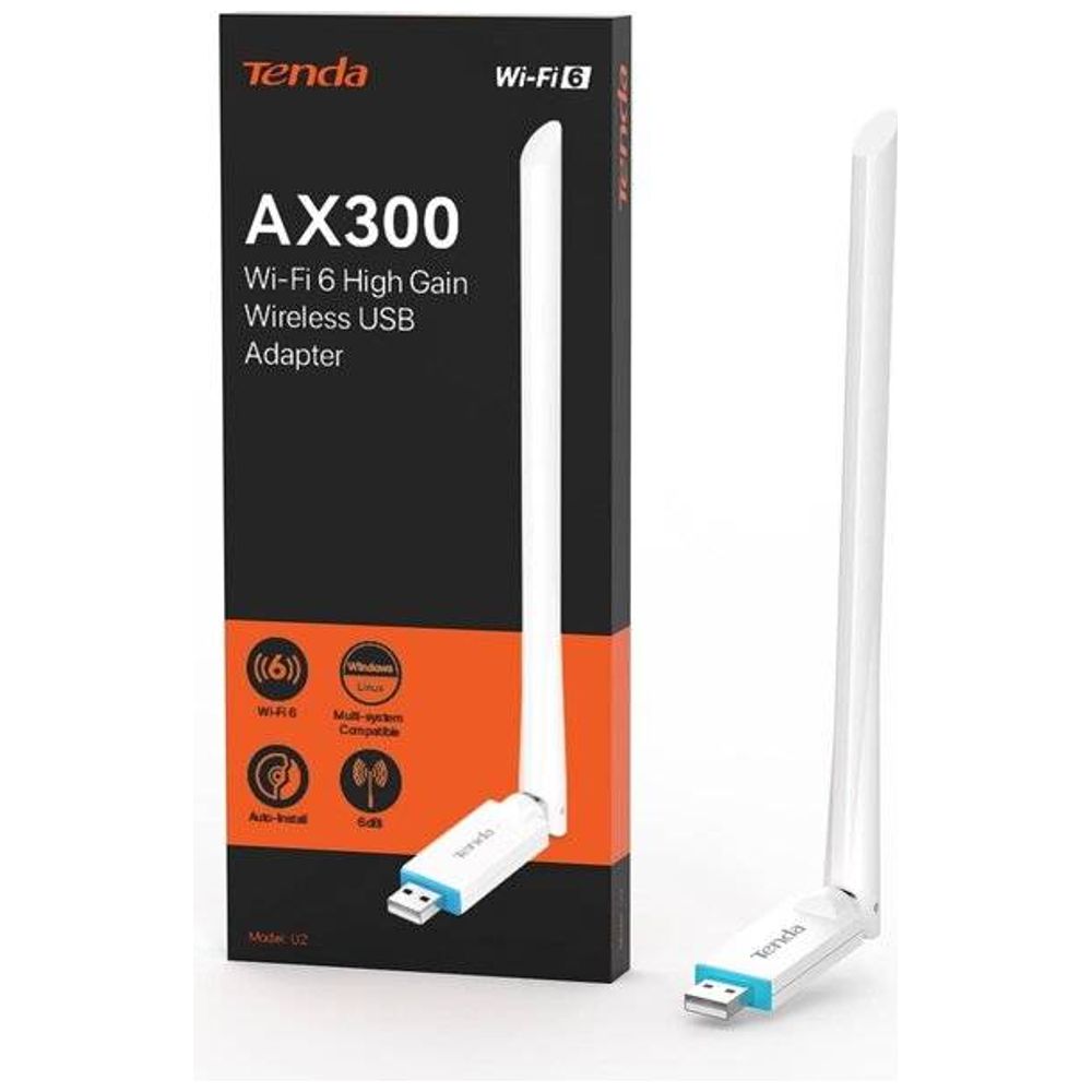Tenda Tenda U2 - AX300 Wi-Fi 6 High Gain Wireless USB Adapter - White