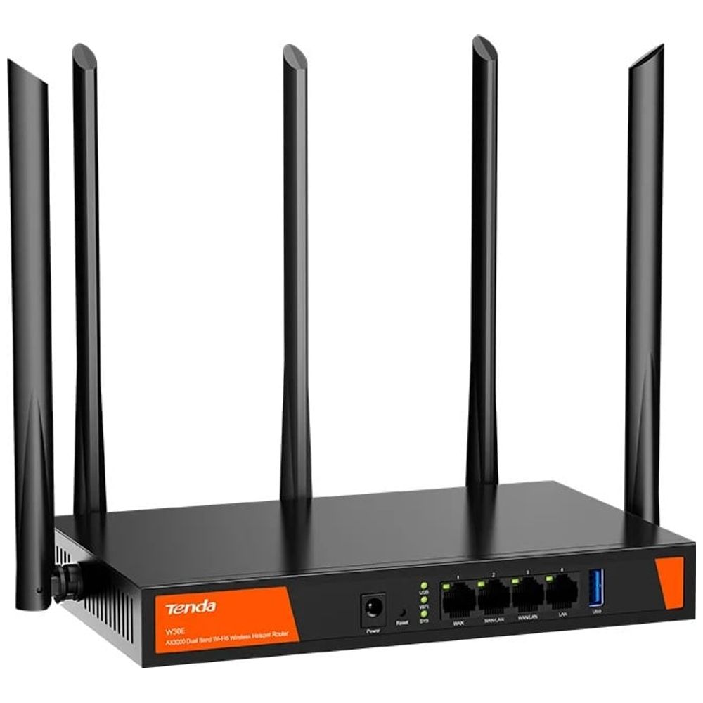 Tenda Tenda W30E - AX3000 Dual Band Gigabit Wi-Fi 6 Enterprise Router - Black AX3000
