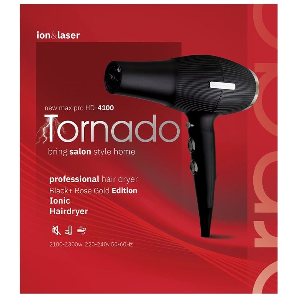Tornado HD-4100 - مجفف شعر، 2300 واط - أسود