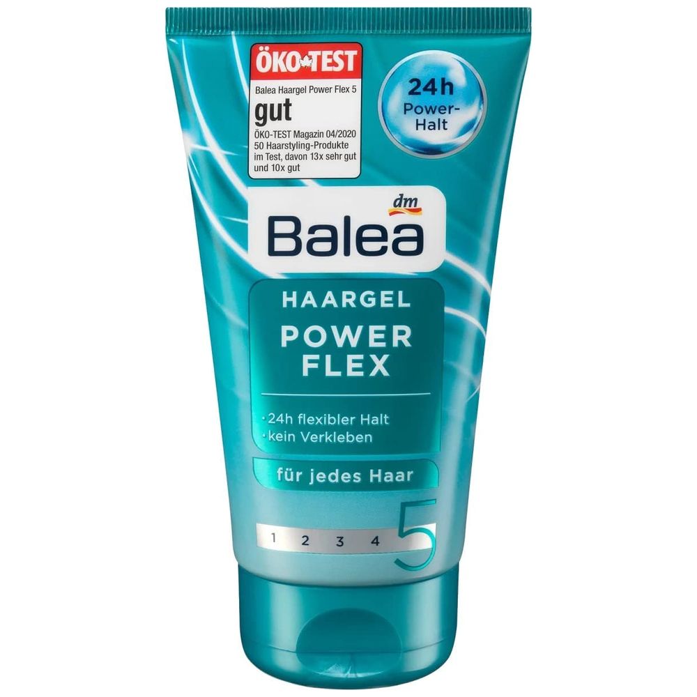 Balea Power Flex Hair Gel 5 - Provides flexible 24-hour hold for all hair types, 150 ml