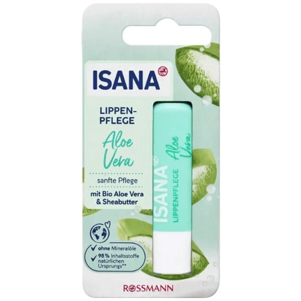 Isana Aloe Vera Lip Balm - Deeply moisturizes lips and protects them from dryness, 4.8 g