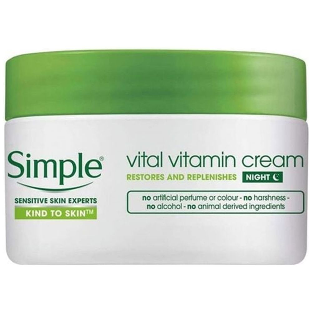 Simple Kind to Skin Night Cream with Vitamins - hydrates and renews skin overnight, 50 ml
