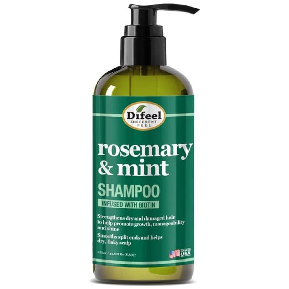 Difeel Rosemary & Mint Shampoo with Biotin - Moisturizes the scalp and promotes growth and shine, 1 liter