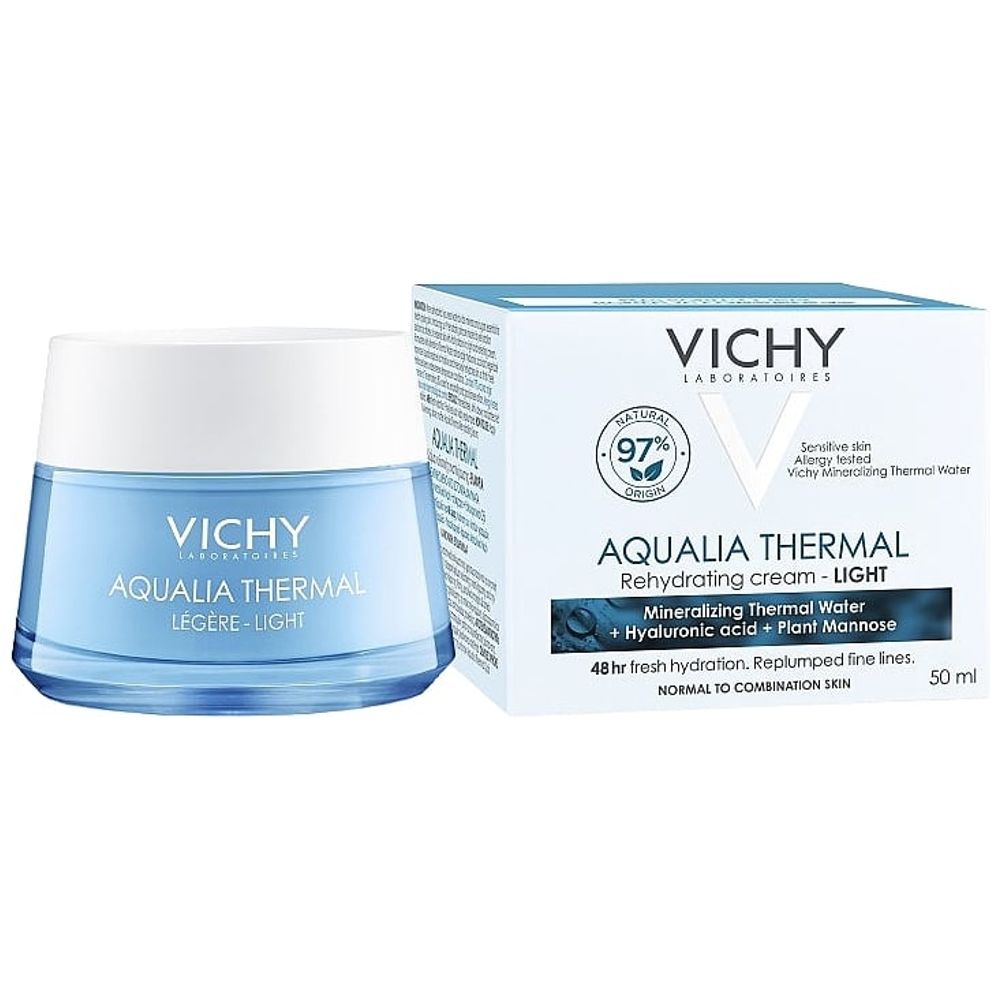 Vichy Aqualia Thermal Light Moisturizing Cream - Hydrates normal to combination skin and boosts radiance, 50 ml