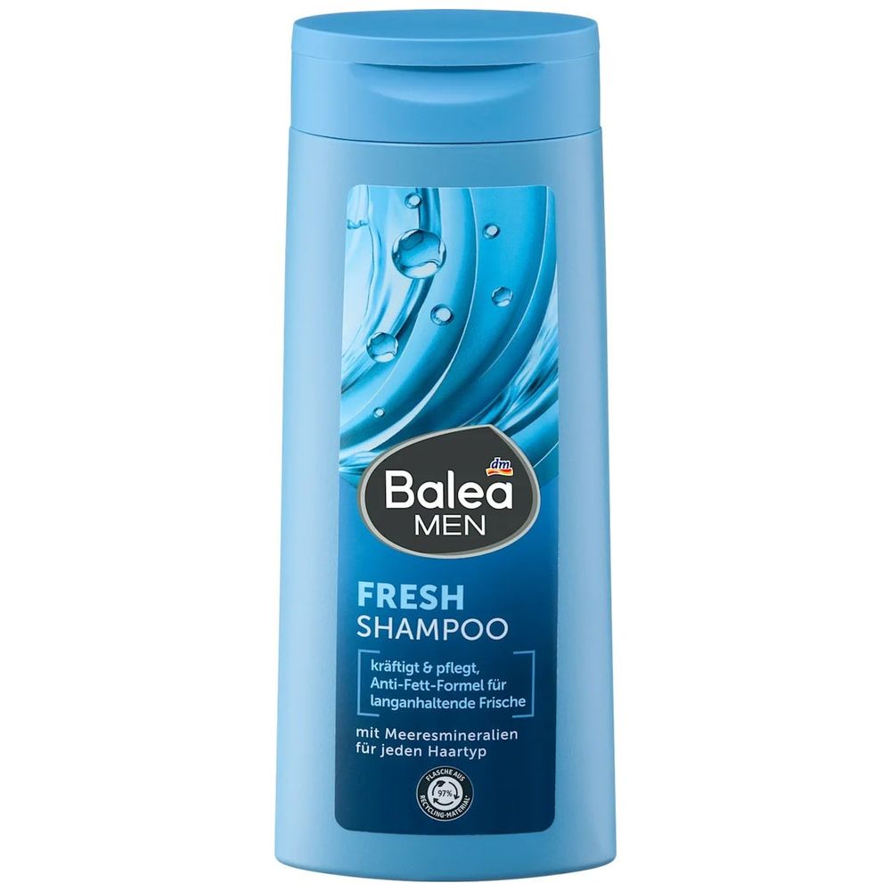 Balea MEN Fresh Shampoo - Provides refreshing daily cleansing for all hair types, 300 ml