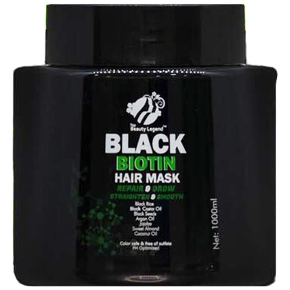 Beauty Legend Black Biotin Hair Mask - Maintains Hair Color and Repairs Damaged, Tired Hair, 1000 ml
