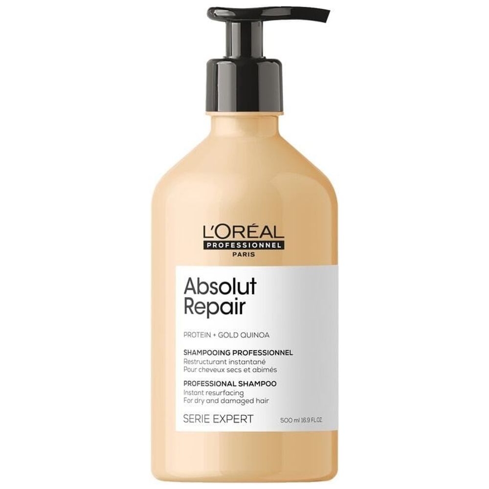 LOreal Paris Absolut Repair Gold Quinoa Shampoo - Cleanses and instantly restructures damaged hair, 500 ml