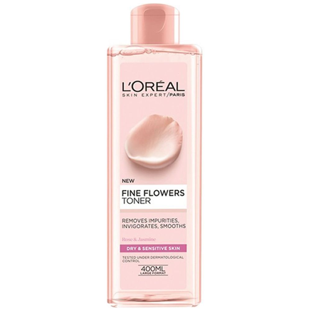 L'Oreal Paris Fine Flowers Toner - Rose & Jasmine Extract, 400 ml