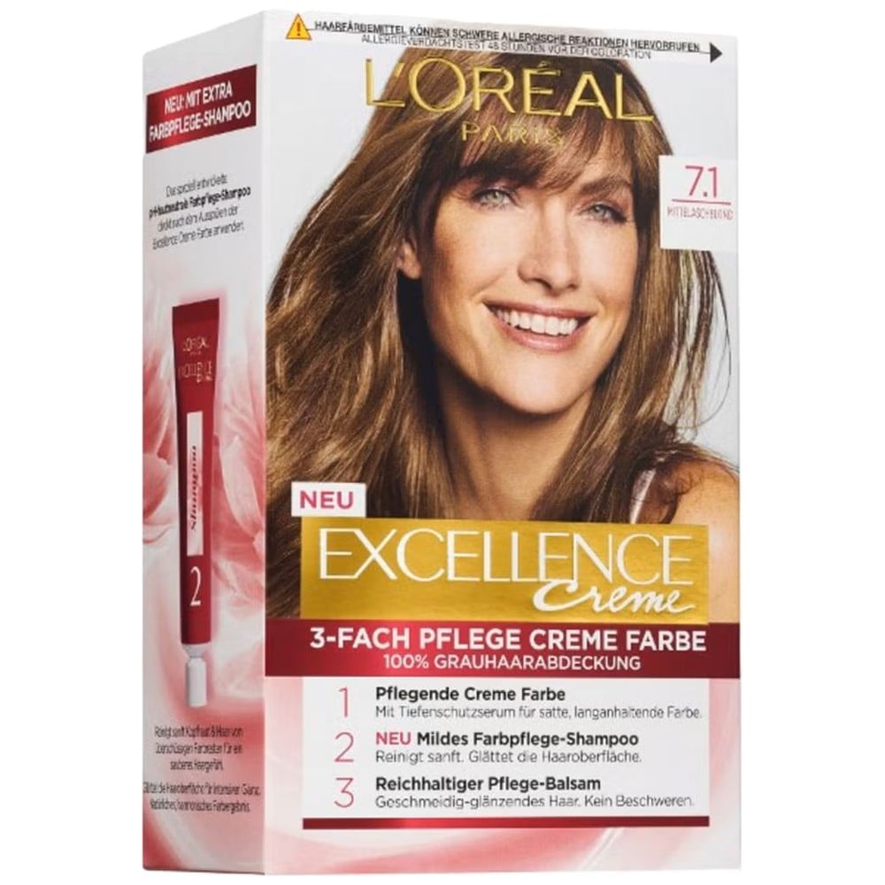 LOreal Paris Excellence Creme Hair Color - 7.1 Ash Blonde