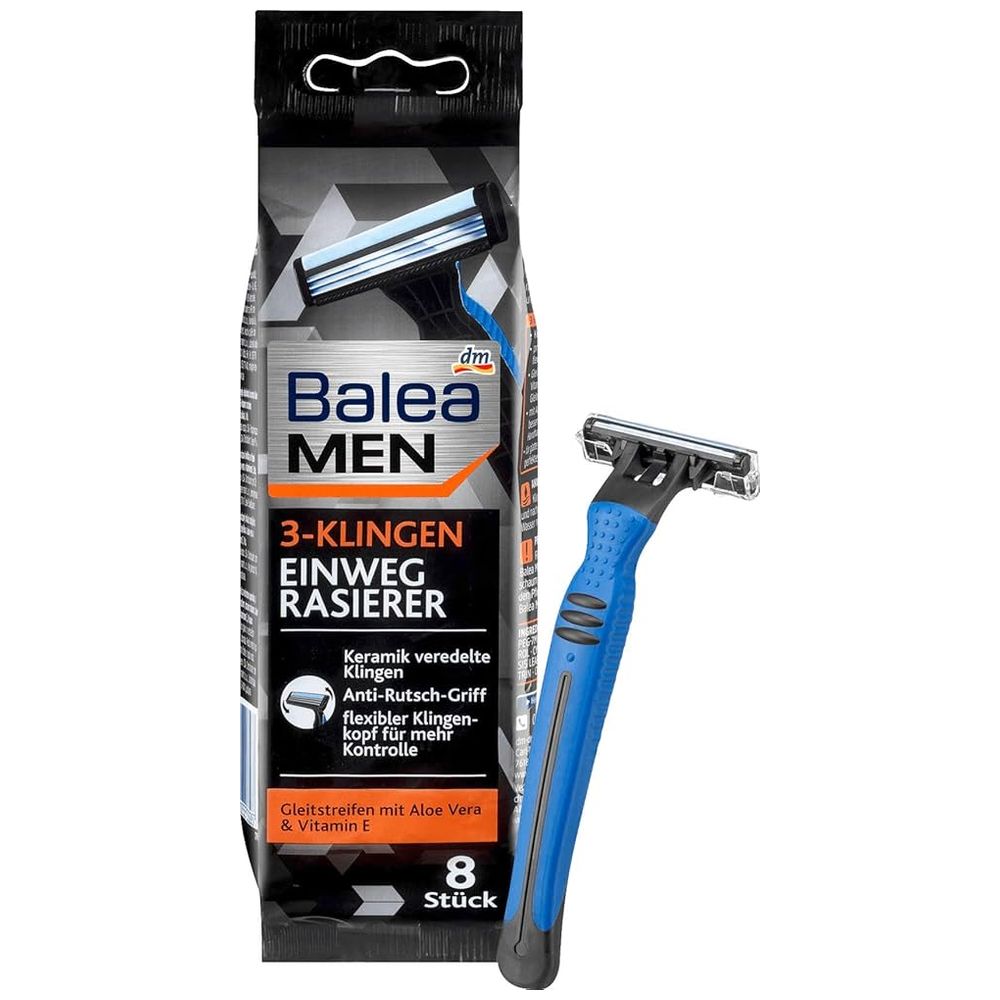 Balea MEN 3-Blade Disposable Razors - Provide a smooth and precise shave for men, 8 pcs