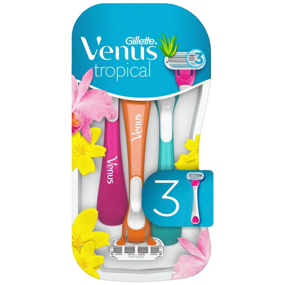Gillette Venus Tropical Women's Razors - smooth shave with 3 blades, 3 pcs