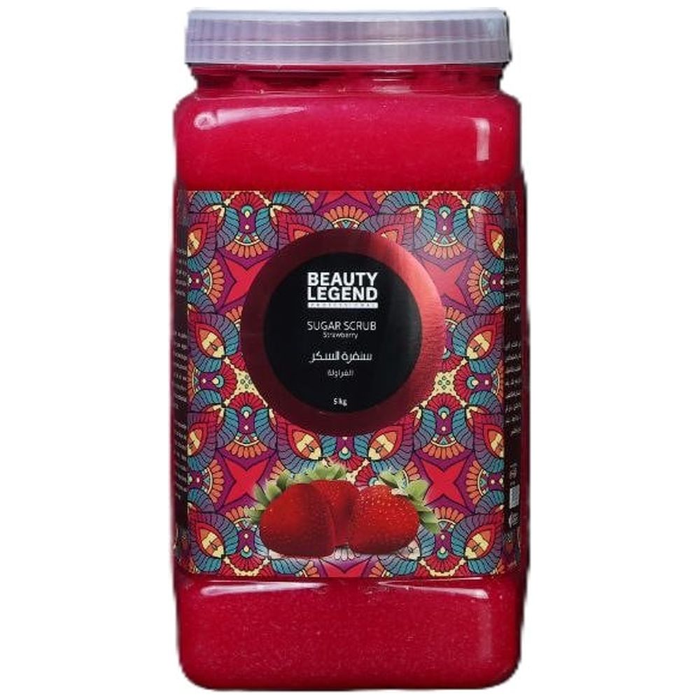 Beauty Legend Strawberry Sugar Body Scrub - removes dead skin cells and leaves skin soft and hydrated, 5 kg