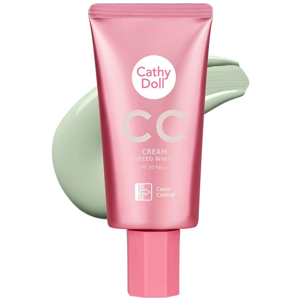 Cathy Doll Speed White CC Cream - SPF 50 corrects redness and evens skin tone, 02 Green