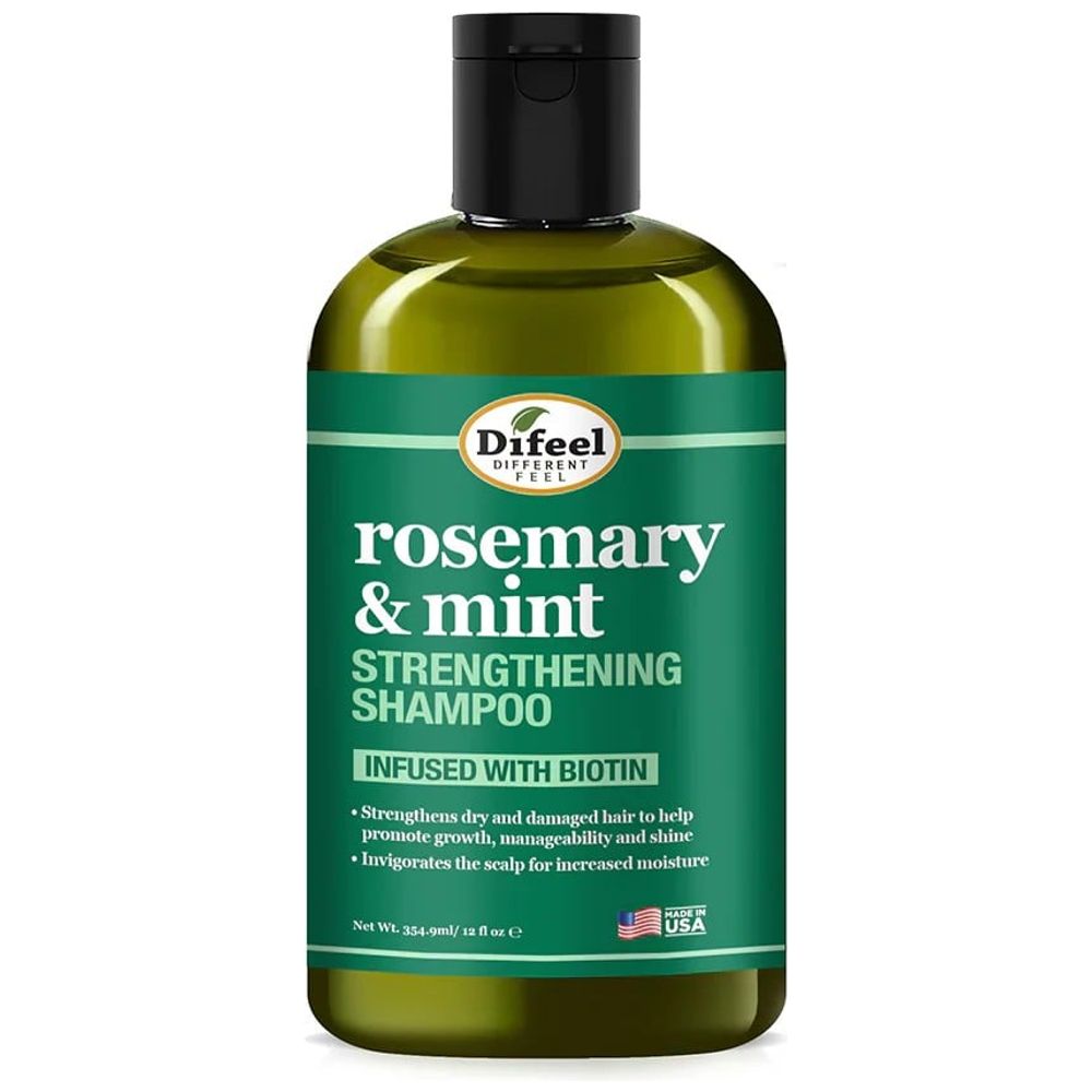 Difeel Rosemary & Mint Shampoo with Biotin - Strengthens and nourishes hair, 354.9 ml
