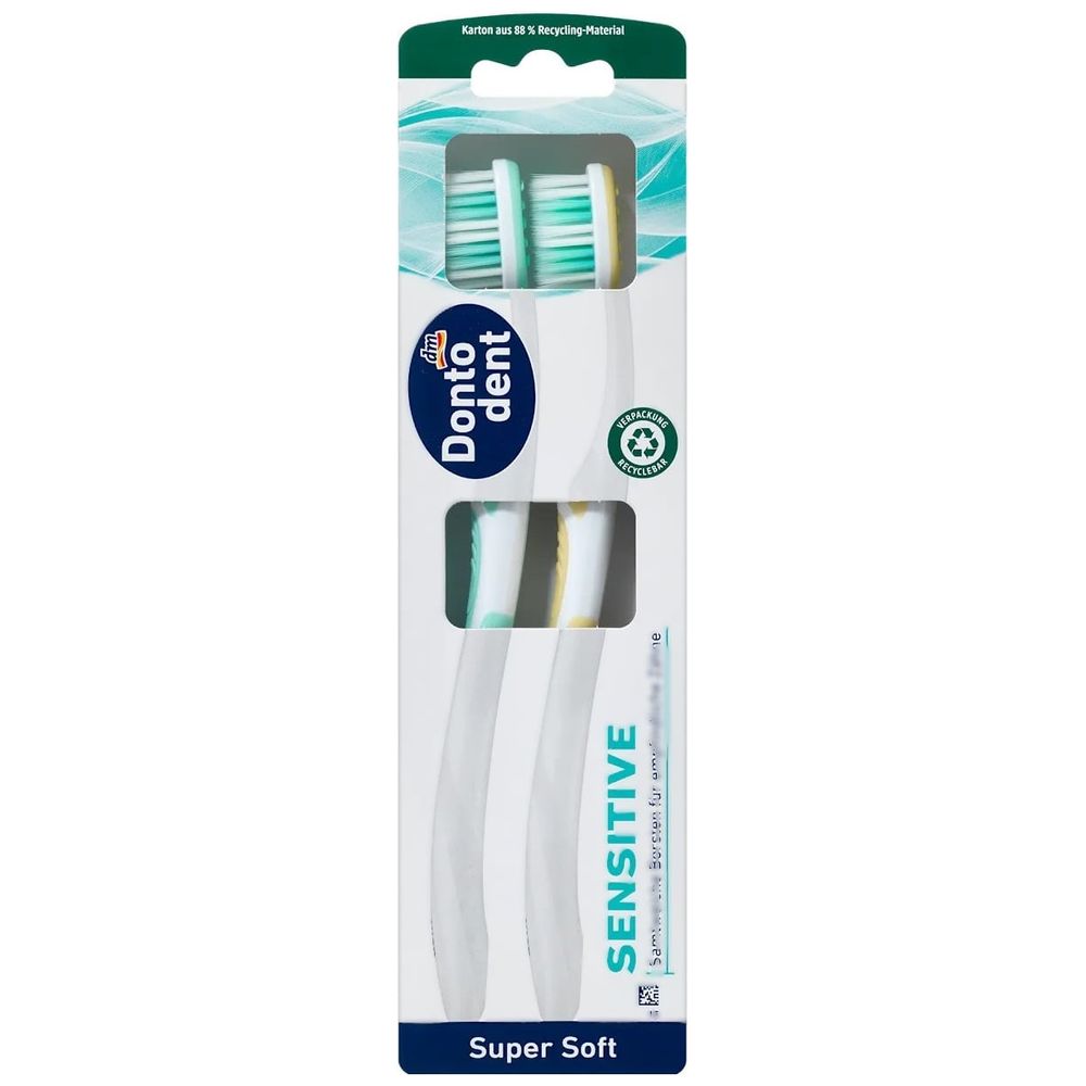 Dontodent Sensitive Toothbrush - ultra soft bristles for gentle cleaning of sensitive teeth and gums, 2 pcs