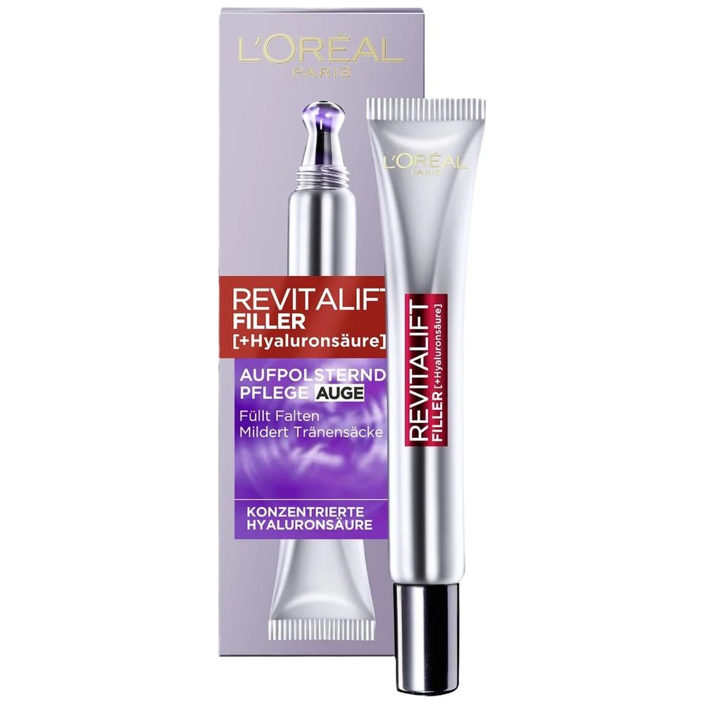 L'Oreal Paris Revitalift Filler Eye Cream - Anti-Wrinkle and Replumping Care, 15 ml