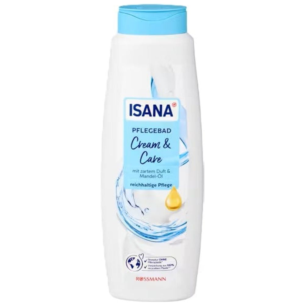 Isana Cream & Care Shower Foam with Almond Oil - Gently cleanses and moisturizes the skin, 750 ml