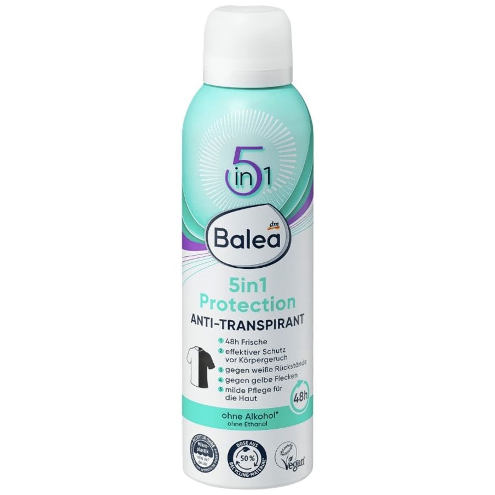Balea Balea 5 in 1 Protection Antiperspirant Spray - Provides effective long-lasting protection and freshness, 200 ml 200 ml