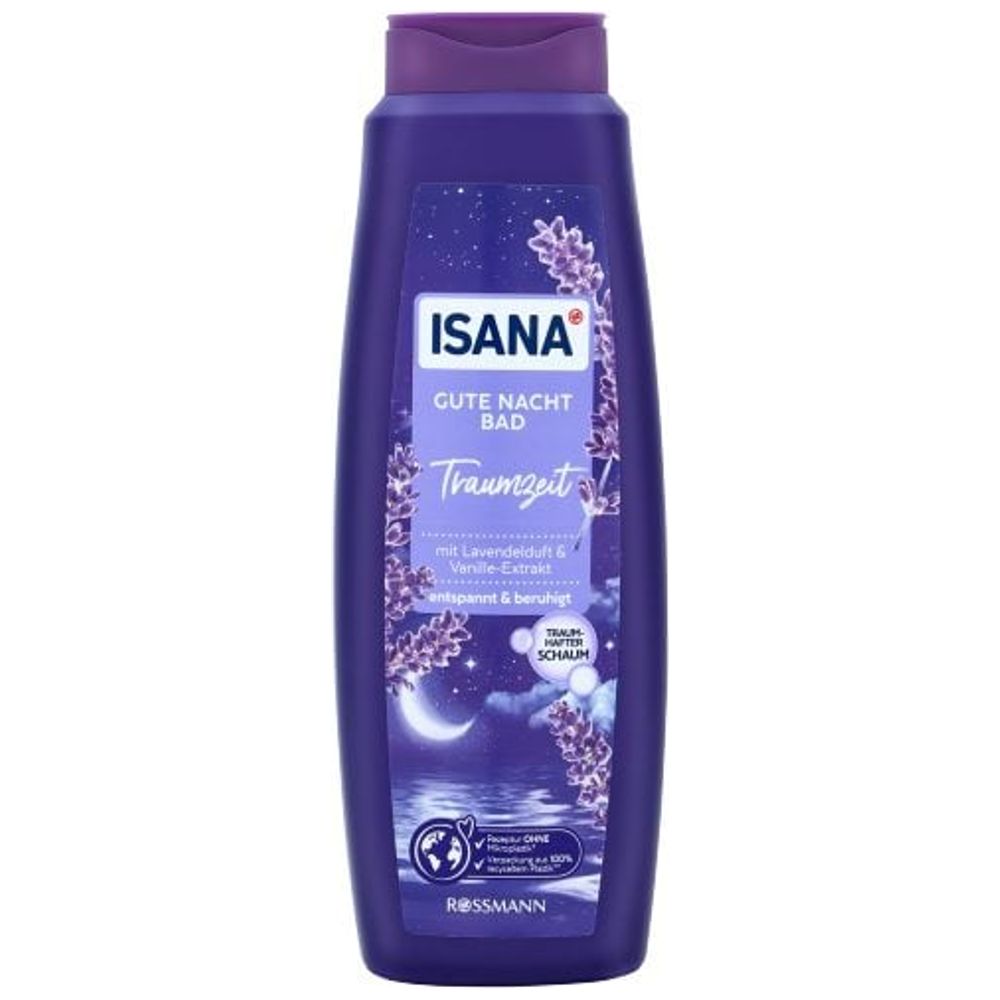 Isana Gute Nacht Bath Foam with Lavender & Vanilla - Relaxing bath foam that gently cleanses the skin, 750 ml